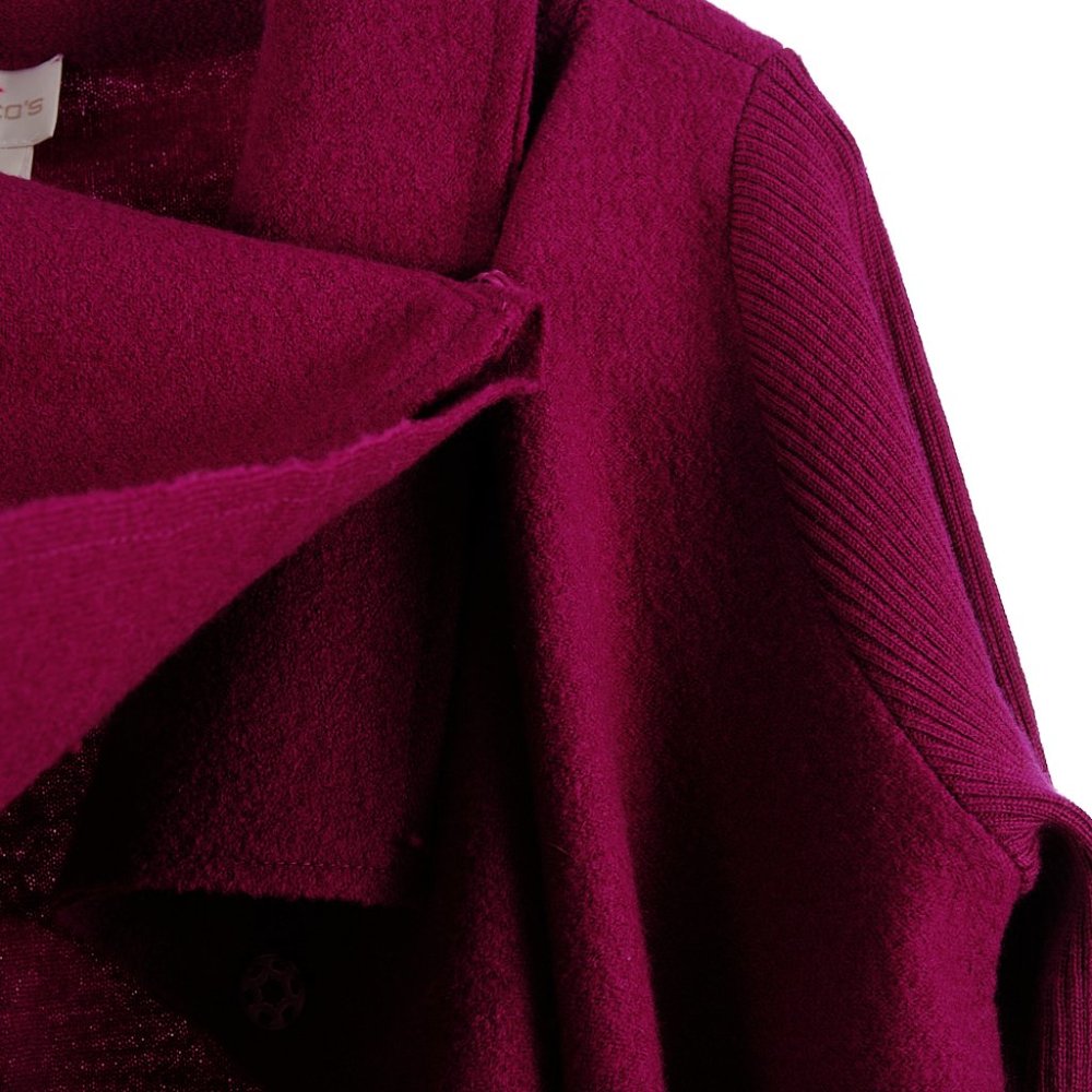 Chico’s Raspberry Wool Cardigan Wrap Sweater Size 0 - Picture 4 of 8